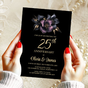 Stoffig Roze Grijs Bloemen 25e bruiloft Jubileum Kaart