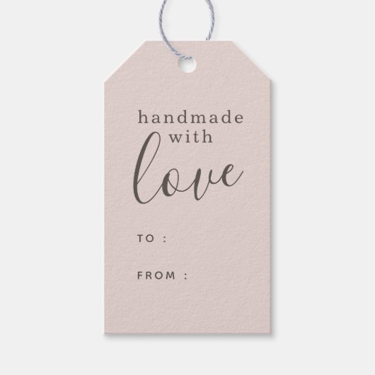 Stoffig Roze Handgemaakt met Liefde Cadeaulabel (Voorkant)