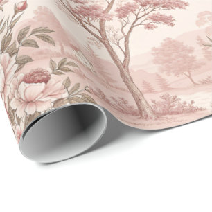 Stoffig Roze Landschap Franse Toile Inpakpapier