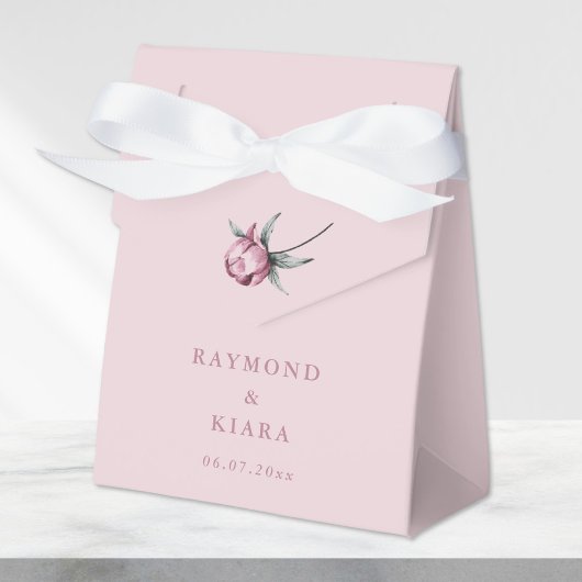 Stoffig Roze Mauve Peony Minimal Wedding Bedankdoosjes