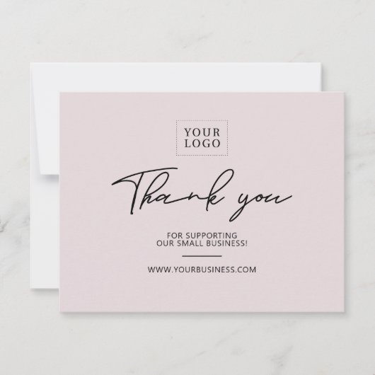 Stoffig Roze Moderne Lettering Business Dank u Bedankkaart (Voorkant)