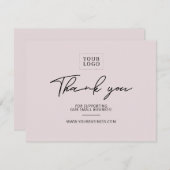 Stoffig Roze Moderne Lettering Business Dank u Bedankkaart (Voorkant / Achterkant)