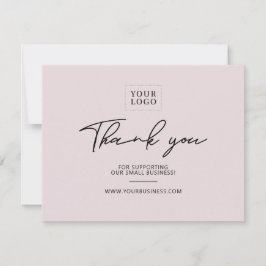 Stoffig Roze Moderne Lettering Business Dank u Bedankkaart
