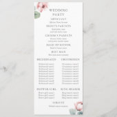 Stoffig Roze Romantische Elegante Bloemen Trouwen Programma (Achterkant)