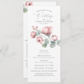 Stoffig Roze Romantische Elegante Bloemen Trouwen Programma (Voorkant / Achterkant)