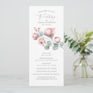 Stoffig Roze Romantische Elegante Bloemen Trouwen Programma