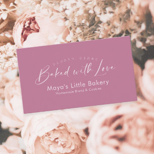 Stoffig Roze Roze Elegante Script Bakkerij Visitekaartje