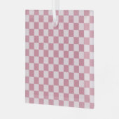 Stoffig roze schaakbordpatroon glas ornament (Voorkant links)