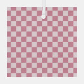 Stoffig roze schaakbordpatroon glas ornament (Achterkant)