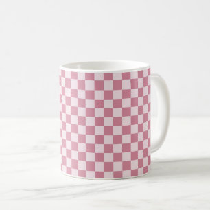 Stoffig roze schaakbordpatroon koffiemok