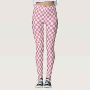 Stoffig roze schaakbordpatroon leggings