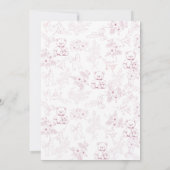 Stoffig Roze Toile Bow Beer Baby Meisje Douche Kaart (Achterkant)