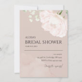 Stoffig roze waterverf bruidsfeest uitnodiging (Voorkant)