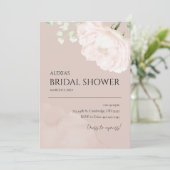 Stoffig roze waterverf bruidsfeest uitnodiging (Staand voorkant)