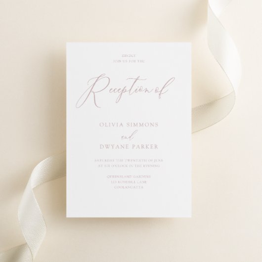 Stoffig Roze & Wit Mooie bruiloft receptie Kaart