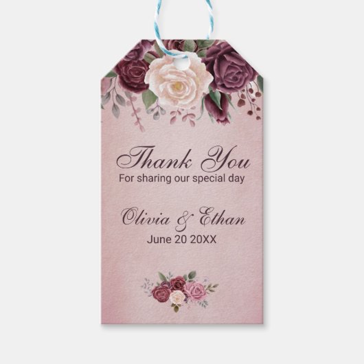 stoffig rozenboeket cadeaulabel (Voorkant)