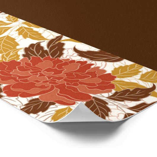 Stoffig Sinaasappel Pioen Bloemen Herfst Vrijgezel Poster (Hoek)