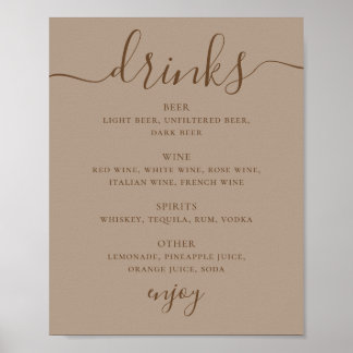 Stoffig Taupe Huwelijksdranken Bord | Modern Barme Poster