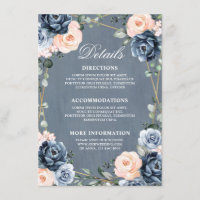 Stoffige Blau Perzik Blush Geometrische Trouwdetai