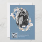 Stoffige Blauwe Bloem Boho Pampas Foto QR Code Save The Date (Achterkant)