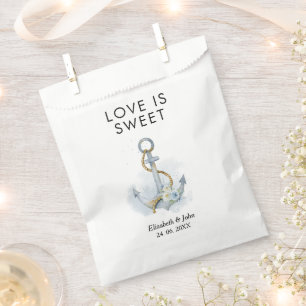 Stoffige Blauwe Bloemen Anker Bruiloft Favor Tasse Bedankzakje