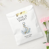 Stoffige Blauwe Bloemen Anker Bruiloft Favor Tasse Bedankzakje (Gezegeld)