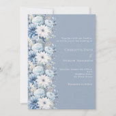 Stoffige blauwe bloemen luxe bruiloft kaart (Voorkant)