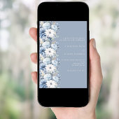 Stoffige blauwe bloemen luxe bruiloft kaart