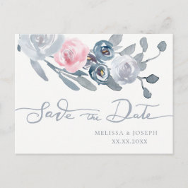 stoffige blauwe bloemen met uitzondering van de da aankondigingskaart