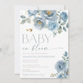 Stoffige blauwe bloemenBaby in Bloom boy baby show Kaart (Voorkant)