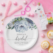 Stoffige Blauwe Bruidsdouche Papieren Bordje (Feest)