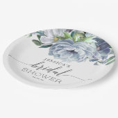 Stoffige Blauwe Bruidsdouche Papieren Bordje (Gekanteld)