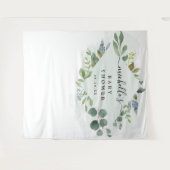 Stoffige blauwe eucalyptus baby shower decoratie a wandkleed (Voorkant (horizontaal))