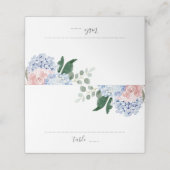 Stoffige blauwe hortensia's roze rozen (Buitenkant ongevouwen)