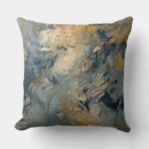 Stoffige Blauwe Marine Mosterd Goud Abstract Getex