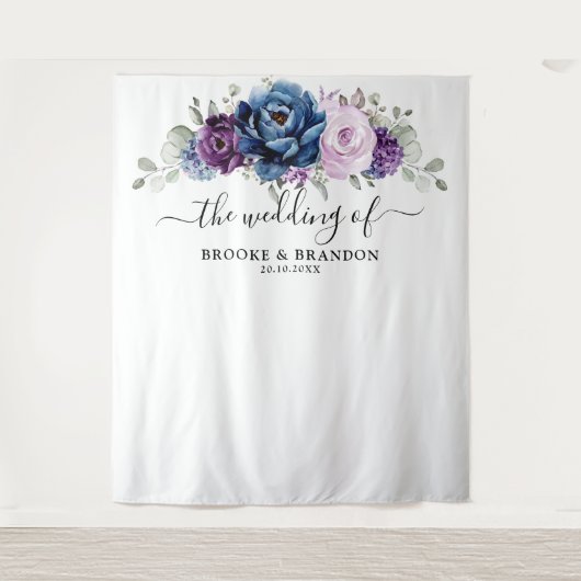 Stoffige blauwe paarse seringenbloesems Trouw acht Wandkleed (Voorkant)