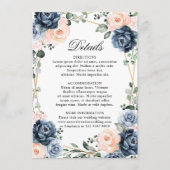 Stoffige Blauwe Perzik Blush Geometrische Trouwdet Informatiekaartje (Voorkant)