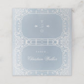 Stoffige blauwe romantische vintage bruiloft plaat (Buitenkant ongevouwen)