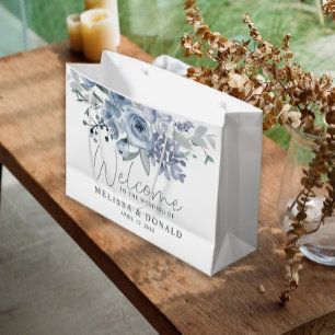 Stoffige Blauwe Rozen Bloemen Boho Welkom Trouwen Groot Cadeauzakje