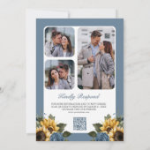 Stoffige Blauwe Rozen Zonnebloemen Foto QR Code Br Kaart (Achterkant)