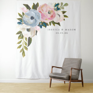 Stoffige bloemen bruiloft achtergrond foto booth wandkleed