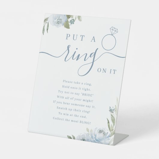 Stoffige bloemen bruiloftsspel reclamebord met voetstuk (Voorkant)