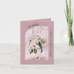 Stoffige Burgundy Magnolia Bloesems en Vogels Trou