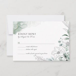 Stoffige Eucalyptus Groene Huwelijks RSVP Kaart