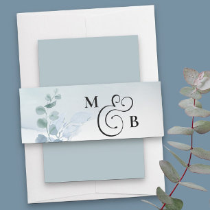 Stoffige Eucalyptus Monogrammetrouw Uitnodigingen Wikkel