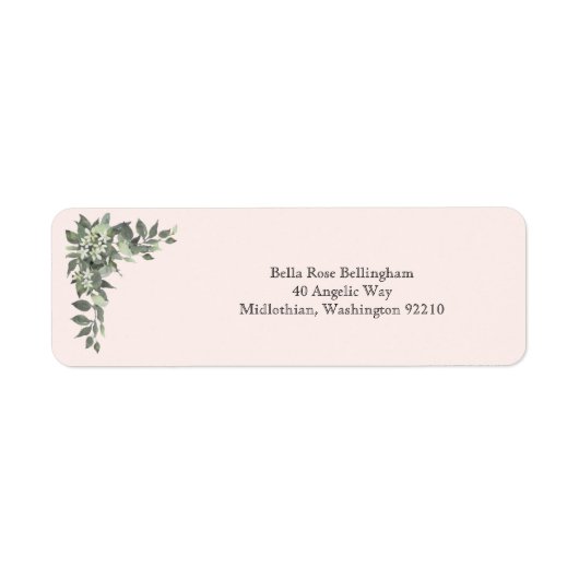 Stoffige groene bladeren met witte bloemen Label (Voorkant)