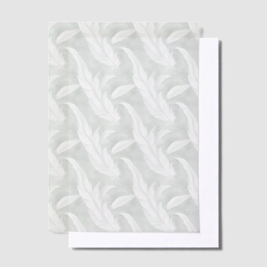 Stoffige groene en witte veren Vellum Overlay Vellum Uitnodigingen (Offset)