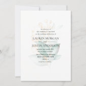 stoffige groene goudbruine eucalyptusbruinbruiloft kaart (Voorkant)