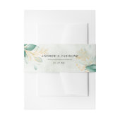 stoffige groene gouden eucalyptus groen wedding uitnodigingen wikkel (Voorkant Voorbeeld)