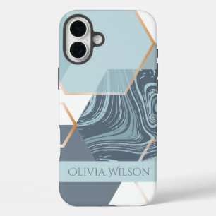 stoffige groene marmer aanpasbare gepersonaliseerd iPhone 16 plus hoesje